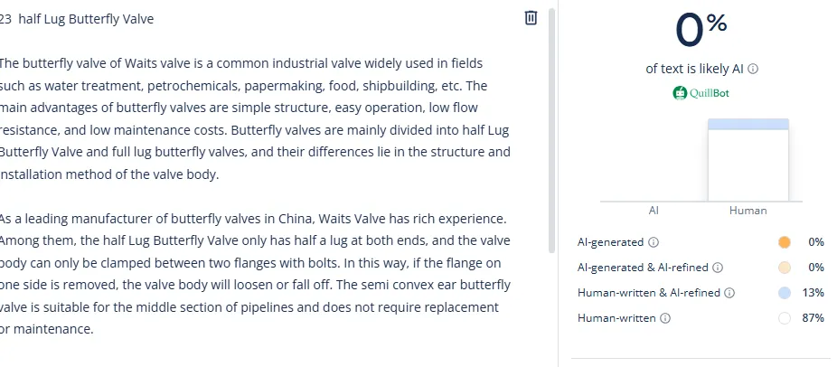 Semi Lug Butterfly Valve